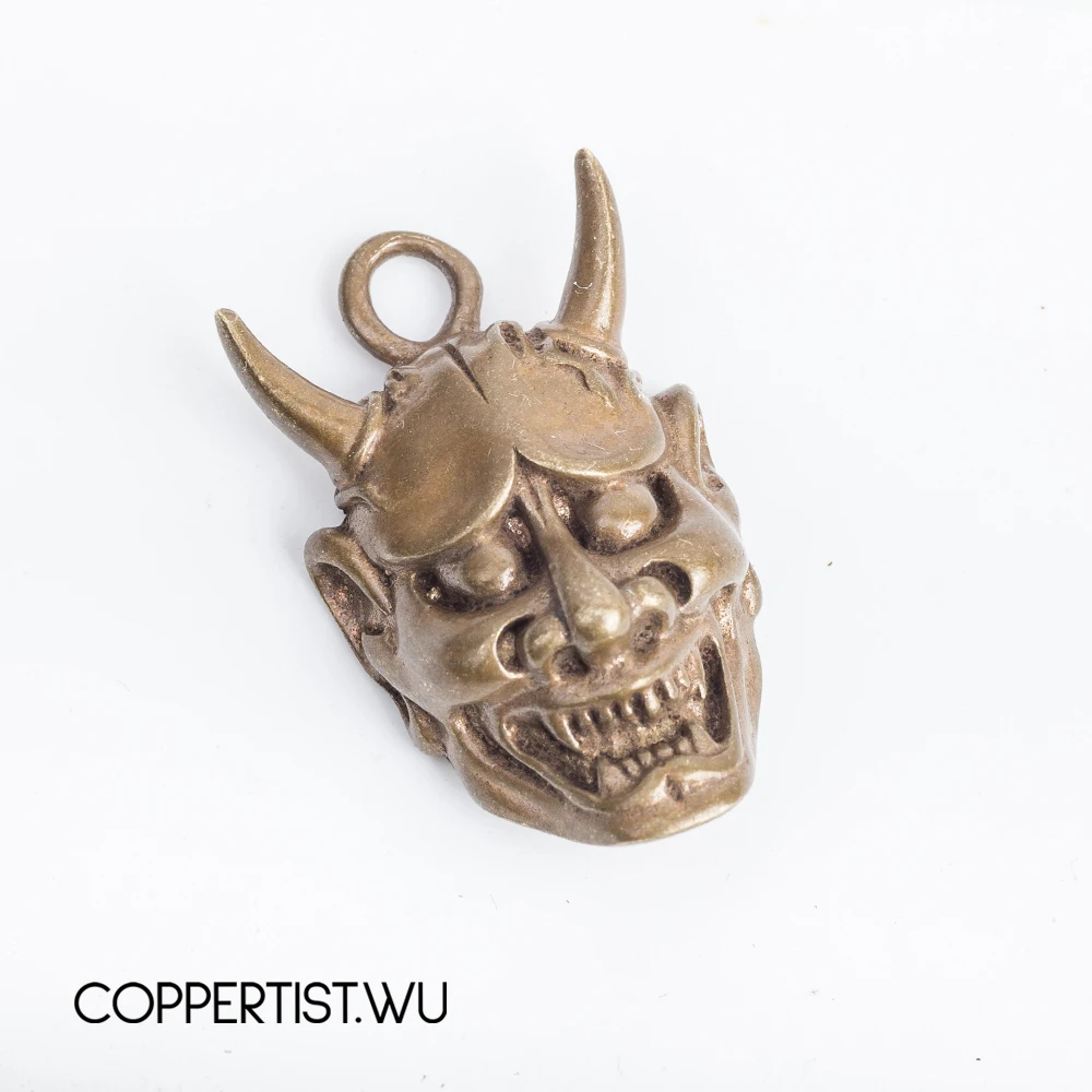 Coppertist. Wu демон для Японии злой они хання Призрак Маска кулон панк ожерелье череп латунный брелок Злой Рог для Хэллоуина подарок