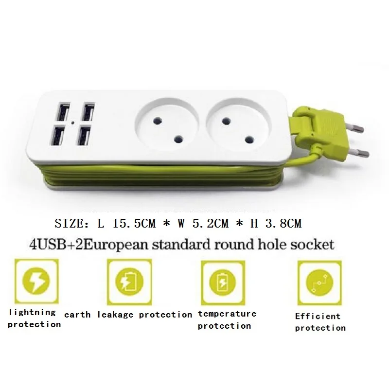 Дорожный адаптер, портативный кабель 1,5 м, 1/2, ЕС разъем, удлинитель, 4 порта USB, зарядка для мобильных телефонов, настенная лента питания usb вилка в розетку