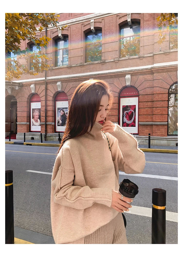 

2020 New Korean Version Loose Turtleneck Sweater Women'S Solid Color Winter Bottoming Sweater All-Match Lazy Wind Top JVCAKE