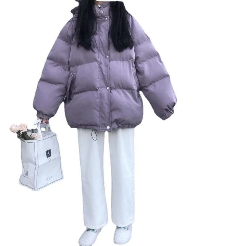 

New 2021 Women Short Jacket Winter Thick Hooded Cotton Padded Coats Female Korean Loose Puffer Parkas Ladies Oversize Outwear