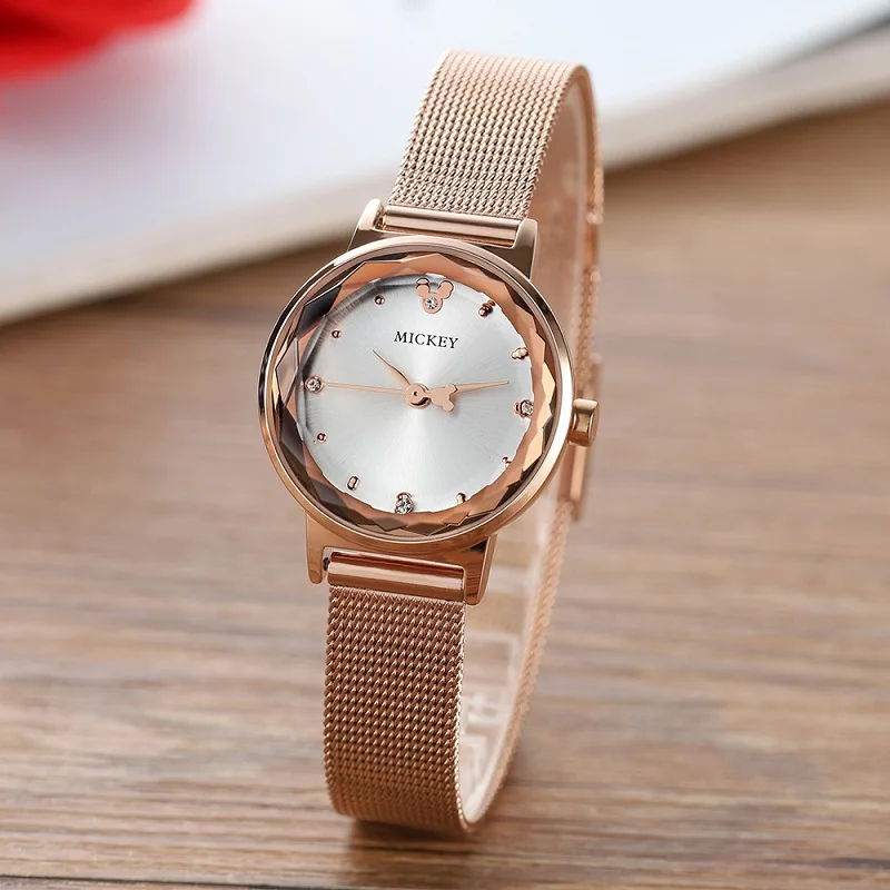 Часы наручные Disney женские Простые Модные с ремешком из нержавеющей стали