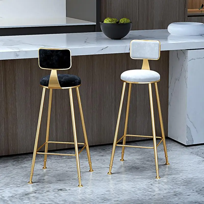 Nordic light luxury simple bar table chair backrest high stool front restaurant lounge |