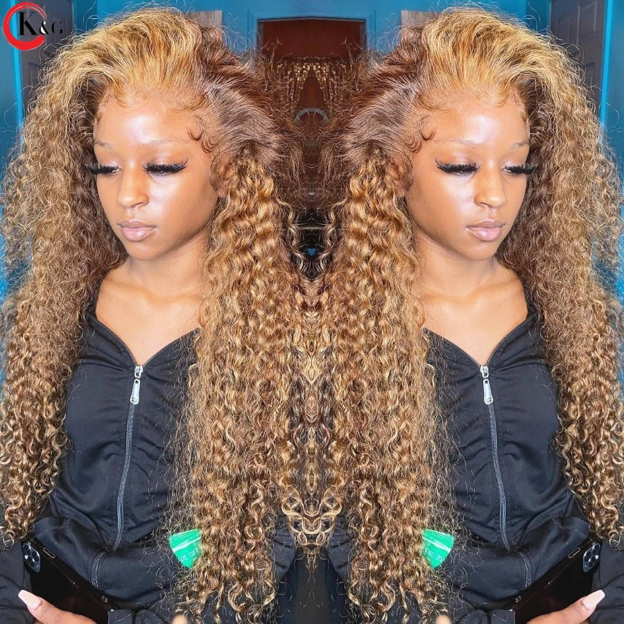 KUNGANG хайлайтер 13*4 кружевные парики вьющиеся человеческие волосы бразильские