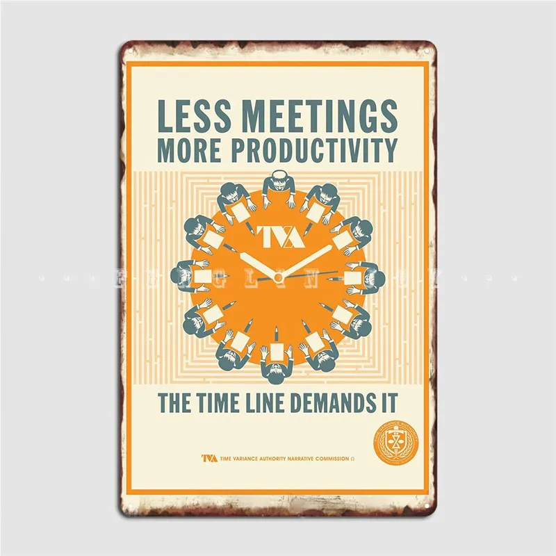 

Less Meetings More Productivity Metal Sign Club Bar Wall Mural Classic Plates Tin Sign Posters