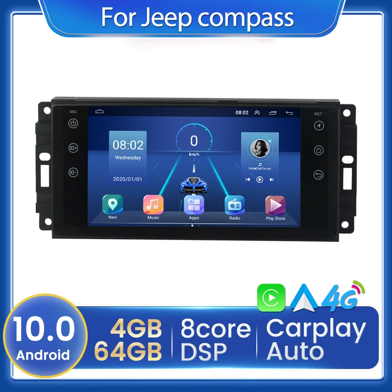 DSP 4G LTE Автомобильное радио 7-дюймовый мультимедийный видеоплеер для Jeep Cherokee Compass Commander Wrangler 300C Liberty Octa-core on.