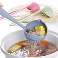 2 in 1 long handle soup spoon home strainer cooking colander kitchen gadgets scoop plastic ladle tableware kitchen accessories