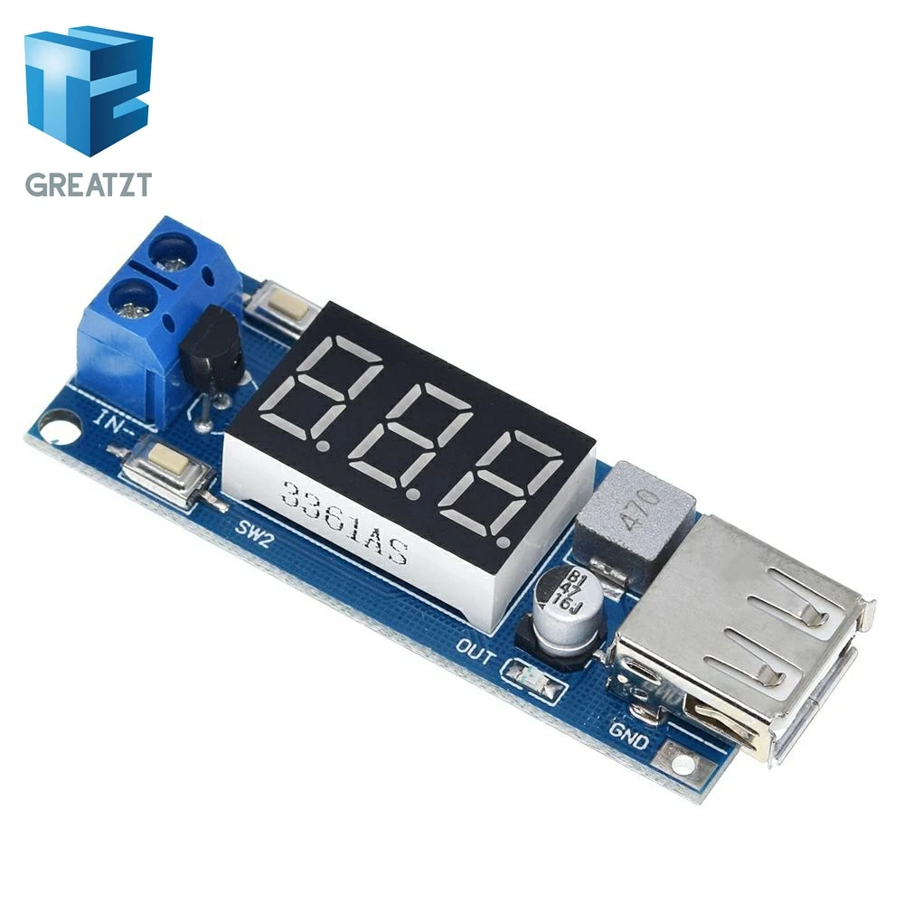 GREATZT DC понижающий модуль двухпроводной вольтметр 5 В зарядное устройство USB или