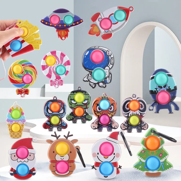 

4 шт./компл. Рождественский подарок-леденец, игрушки-антистресс для детей, игрушка-антистресс, пузырьки для взрослых, сенсорный Adhd Хэллоуин ...