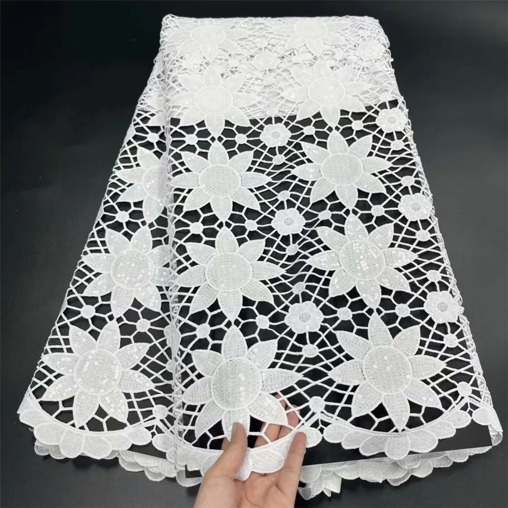 

SJ Lace New Arrival High Quality Lace African Lace Fabric 2021 Guipure Cord Nigerian Fabric Weaving For Womem Wedding j6-47