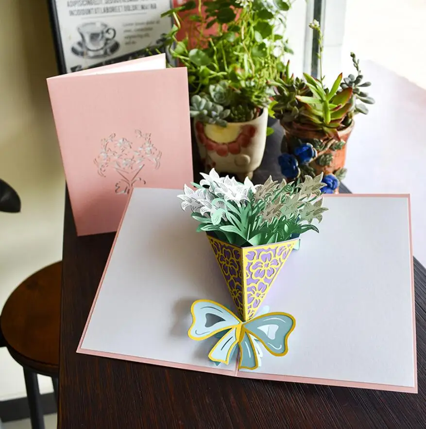 5 шт. цветок оригами для ручной работы 3D Pop UP поздравительная открытка приглашение