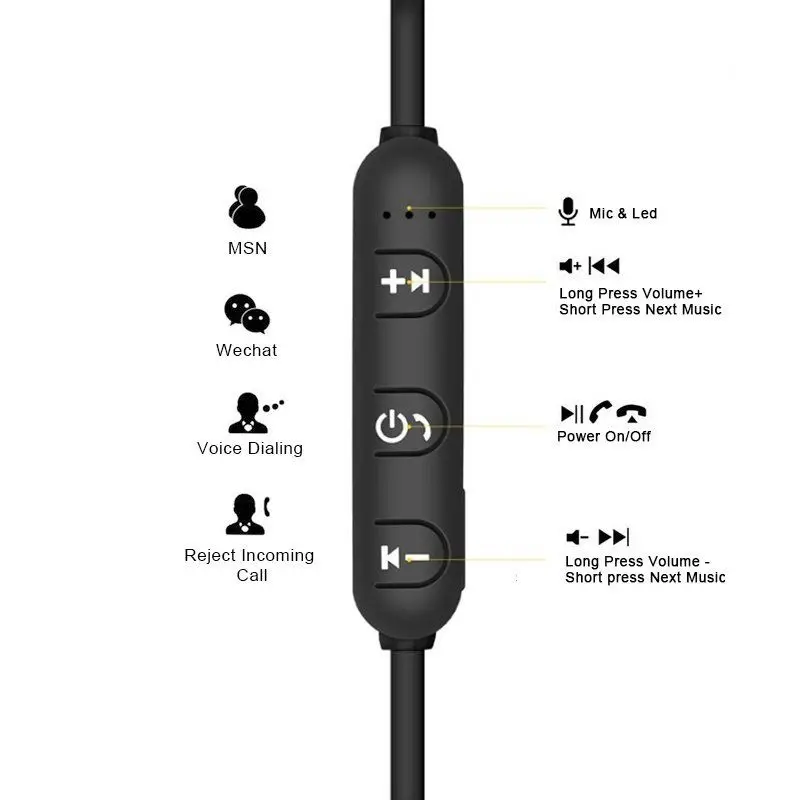 Xt11 netic Music Bluetooth 4.2 Earphone Sport Running Wireless Headset With Charging Cable Young Earphones Build-In | Электроника