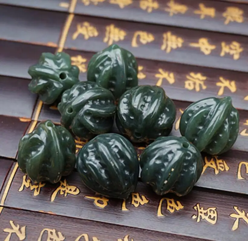 Натуральный нефрит и Тянь зеленый грецкий орех рассеянный жемчуг Diy аксессуары