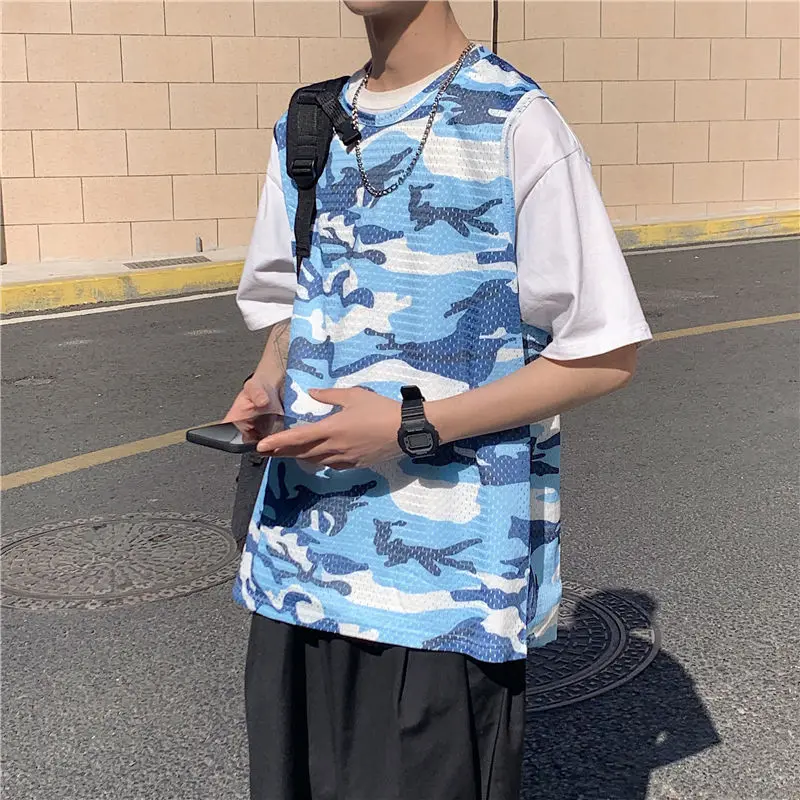 

Sleeveless vest T-shirt sports vest men's summer cantilevered tide brand trend loose bottomed top