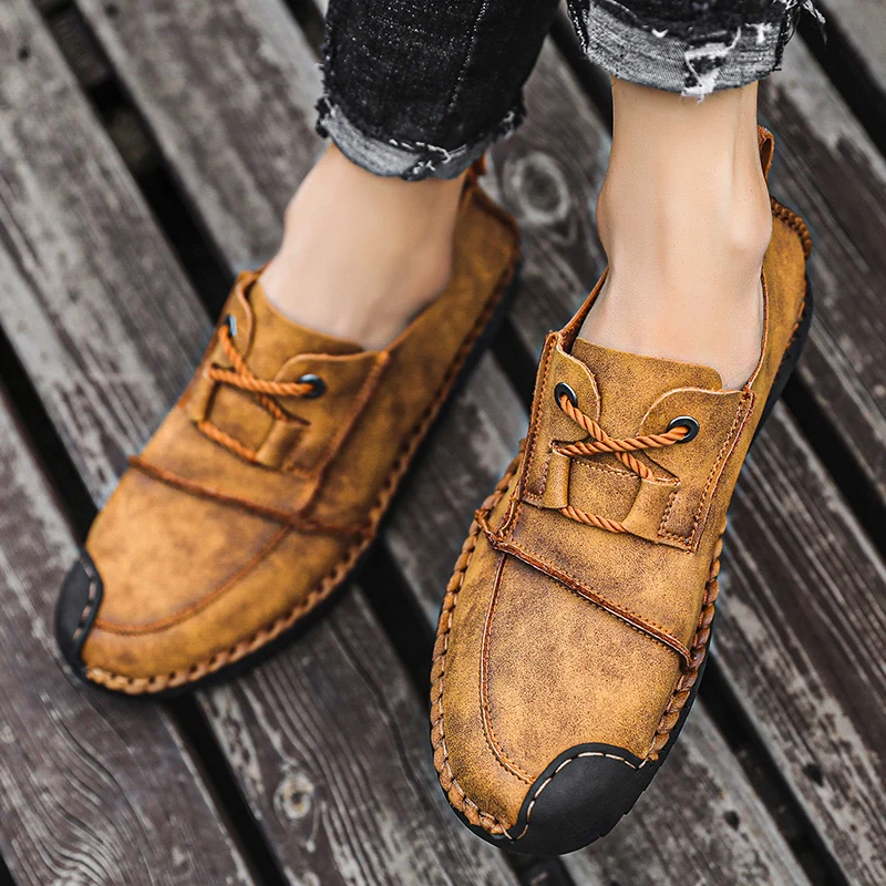 

Leather Loafers Men Shoes outdoor Men's Loafers For Men Casual Shoes breathable Slip On Moccasins Men Flats Footwear big size 48