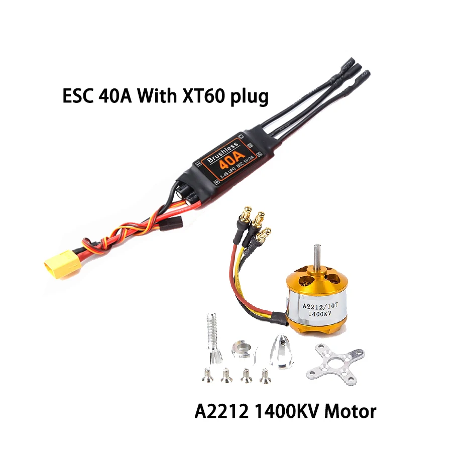 

Brushless Motor A2212 2212 1000KV/1400KV/2200KV 40A ESC 6035/8060/1060 Propeller SG90 9G Micro Servo for RC Fixed Wing Helicopte