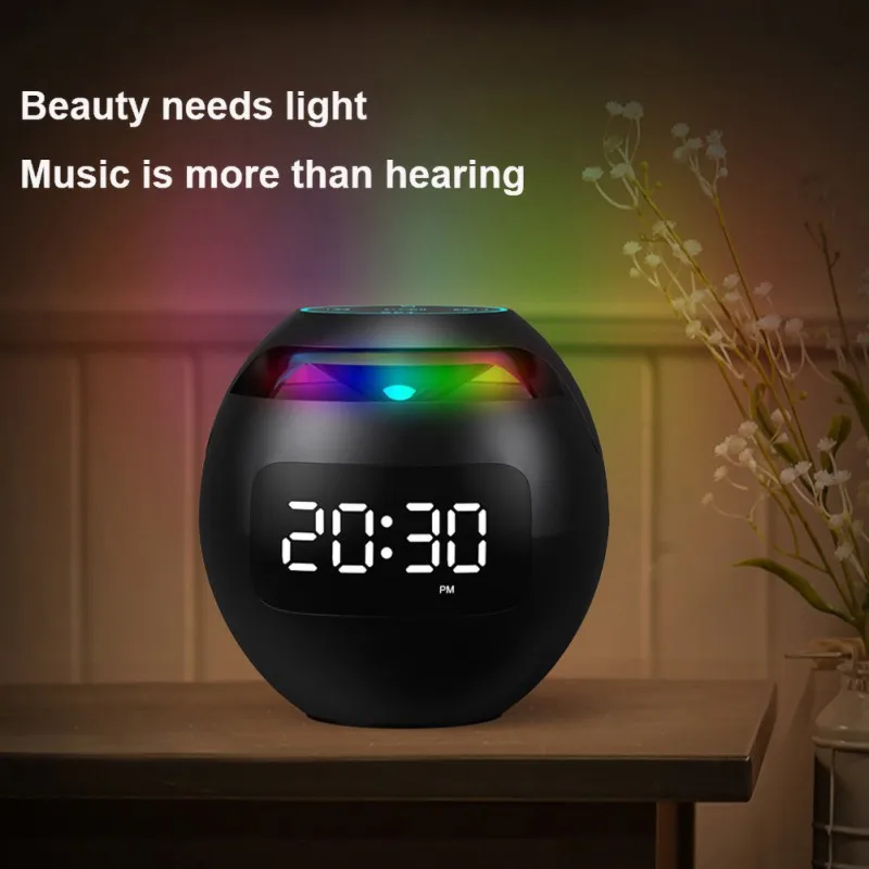 

2021 New Smart Wireless Bluetooth Speaker Mini Sound Box LED Display Alarm Clock Hifi TF Card MP3 Music Player