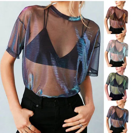 Летняя Новинка прозрачная ФУТБОЛКА B ling женский прозрачный топ с коротким