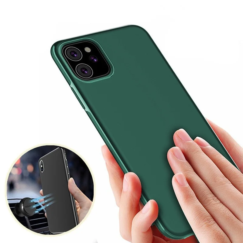 Тонкий мягкий автомобильный Магнитный силиконовый чехол из ТПУ для iphone 11 Pro Max Xr Xs