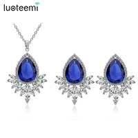 luoteemi clear zircon jewelry sets engagement necklace earring for bridal wedding jewelry valentines day gift for women gifts