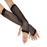 dropshipping punk lady disco dance costume lace fingerless mesh hollow fishnet gloves black