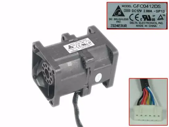 Охлаждающий вентилятор для сервера Delta Electronics GFC0412DS SP13, 12 В постоянного тока, 2,80 А, 8 проводов, 40x40x56 мм