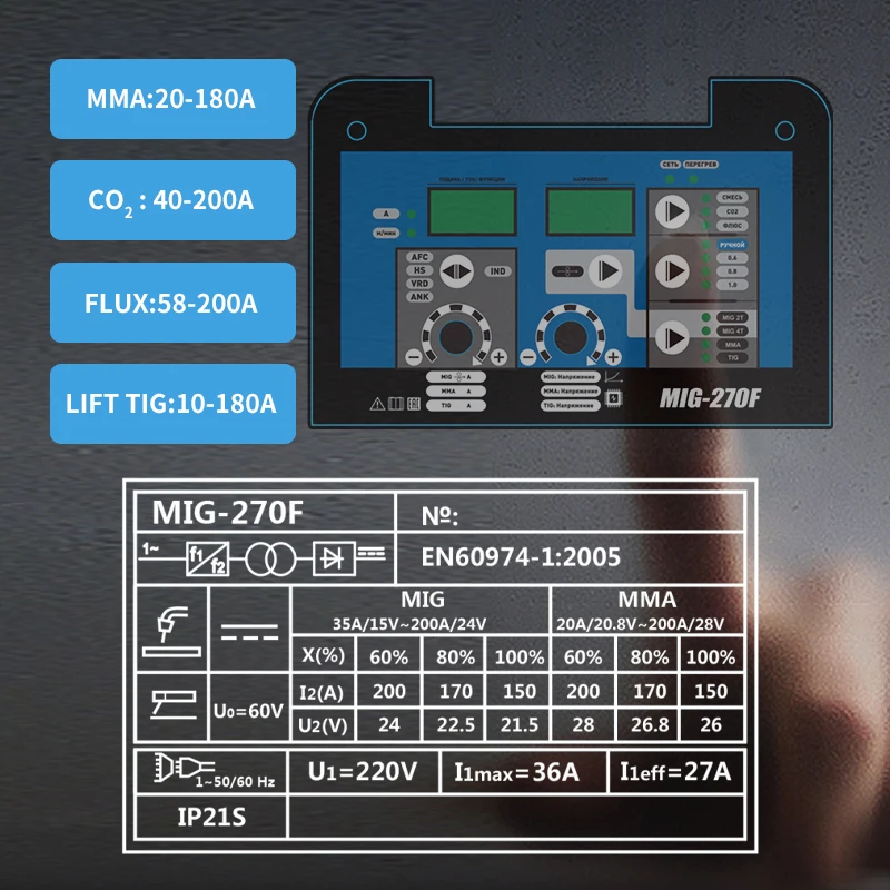 Полуавтоматический сварочный аппарат 4 в 1 MMA TIG без газа и MIG для сварки