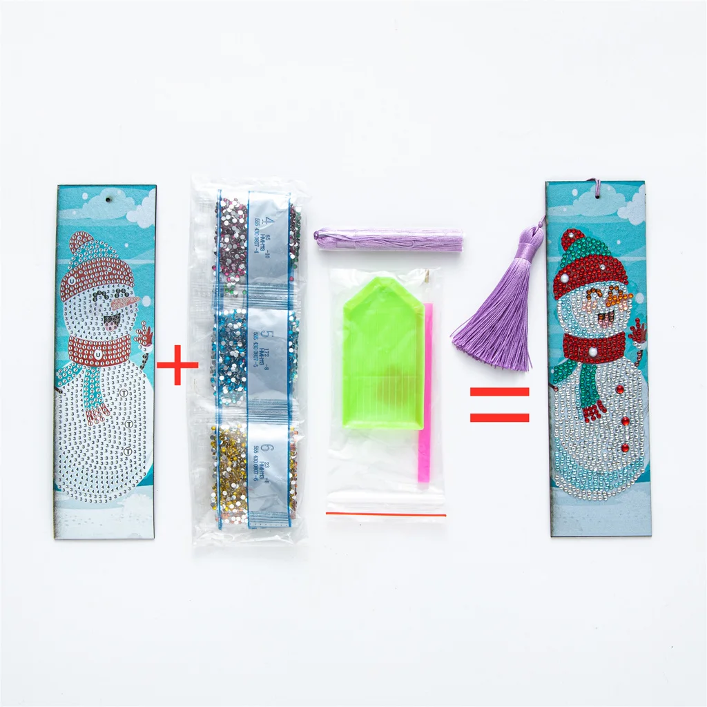 Книжные знаки для творчества 5D Diamond Painting с кожаной бахромой, DIY бисером и стразами в подарок на Рождество.