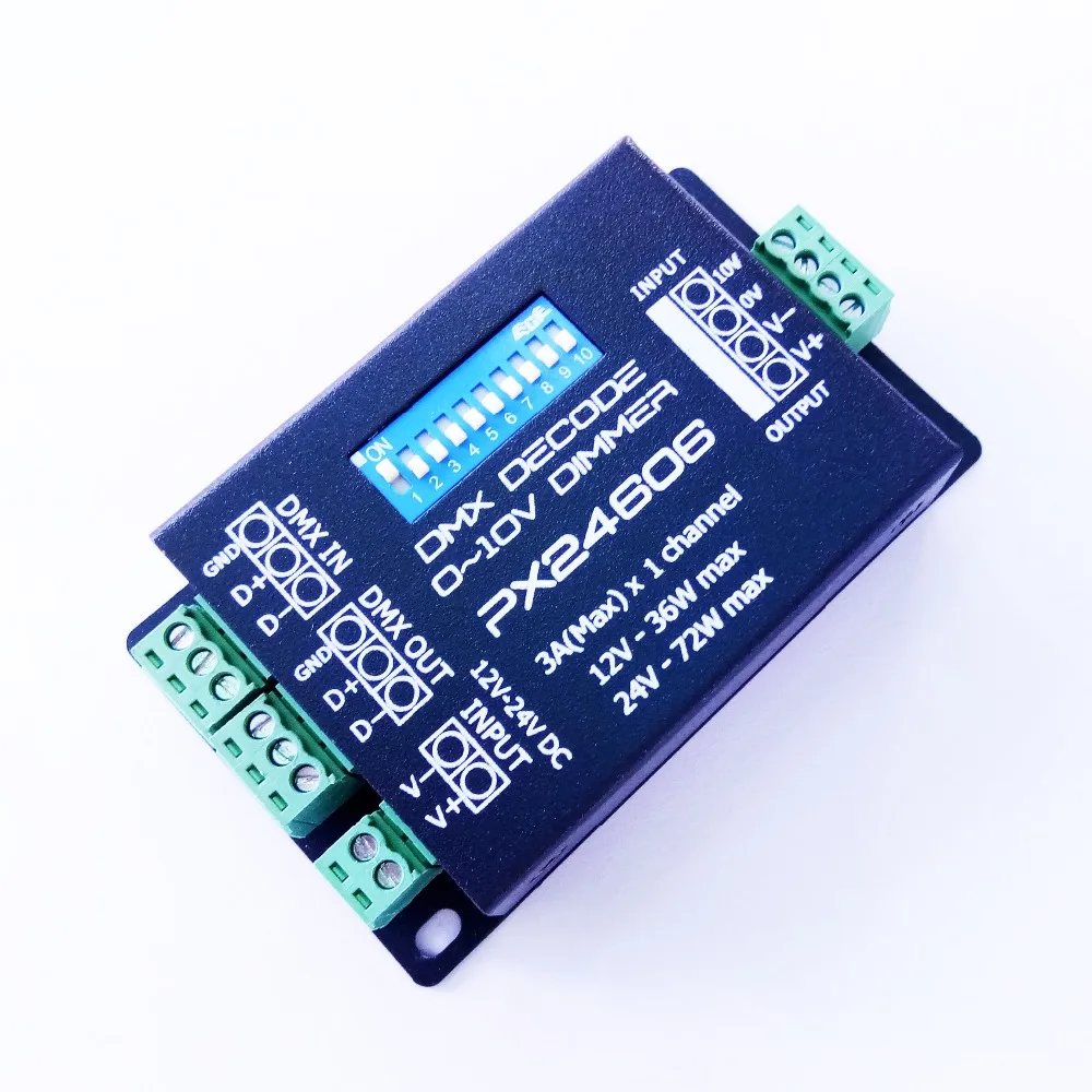 

10pcs PX24606 DC12V 24V 3A DMX512/1990 Decoder Controller for Single Channel LED Strip free shipping