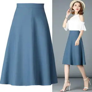 Юбка-миди Женская трапециевидная до колен с высокой талией и зонтиком