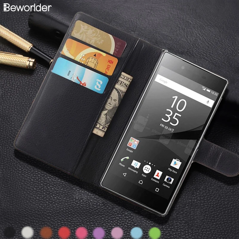 Beworlder Чехол бумажник из искусственной кожи чехол для sony Xperia Z1 Z2 Z3 Z4 Z5 M4 Aqua M5 Крышка