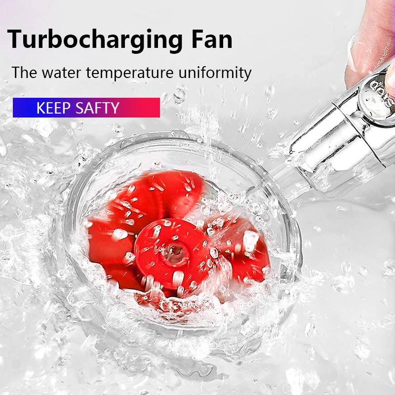 high pressure turbocharged water saving shower head with filter 360 ratation turbo fan universal fitting bathroom equipment free global shipping