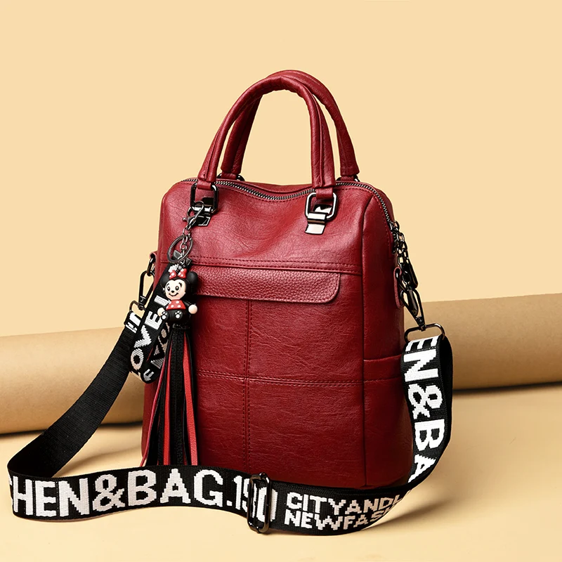 Рюкзак женский кожаный вместительный школьный для девочек-подростков |