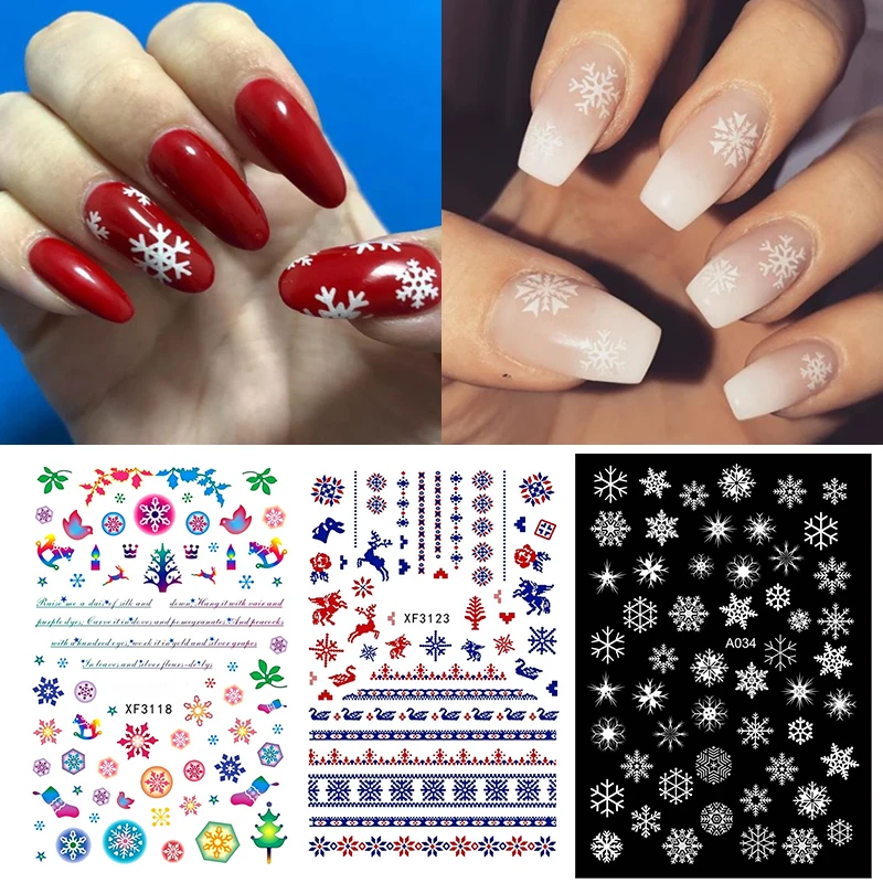 Рождественские подарки стикер для дизайна ногтей Золотой Серебряный Снеговик