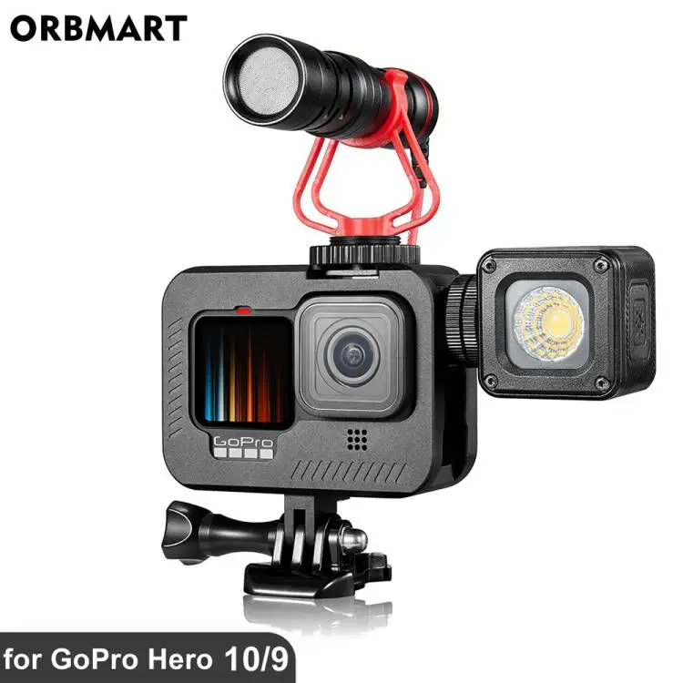 Алюминиевый чехол для GoPro Hero 10 9 Черный Защитный металлический брелка крепление