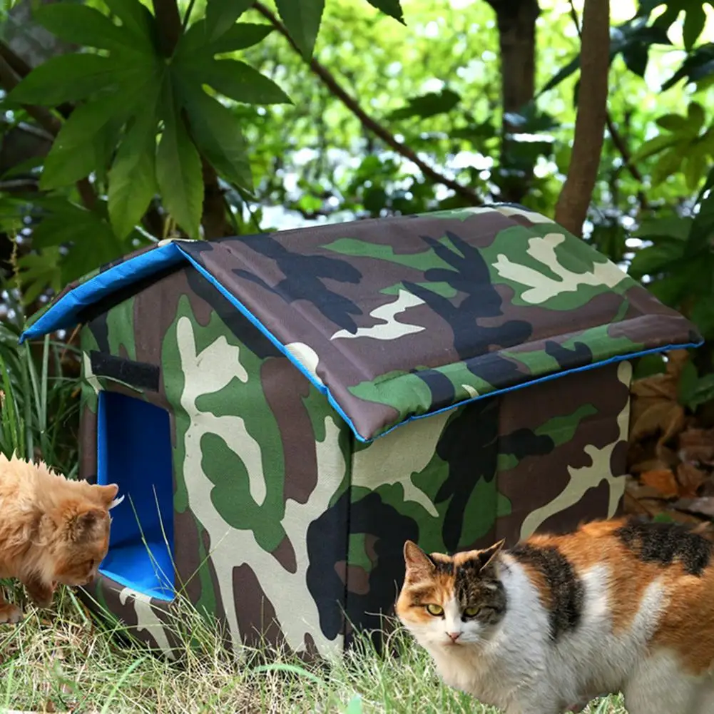 

Outdoor Cat Houses Cat House With Water-Resistant Canvas Roof Four Season Pet Nest Kitty Shelter Cat Cave Pet House Cat Dog