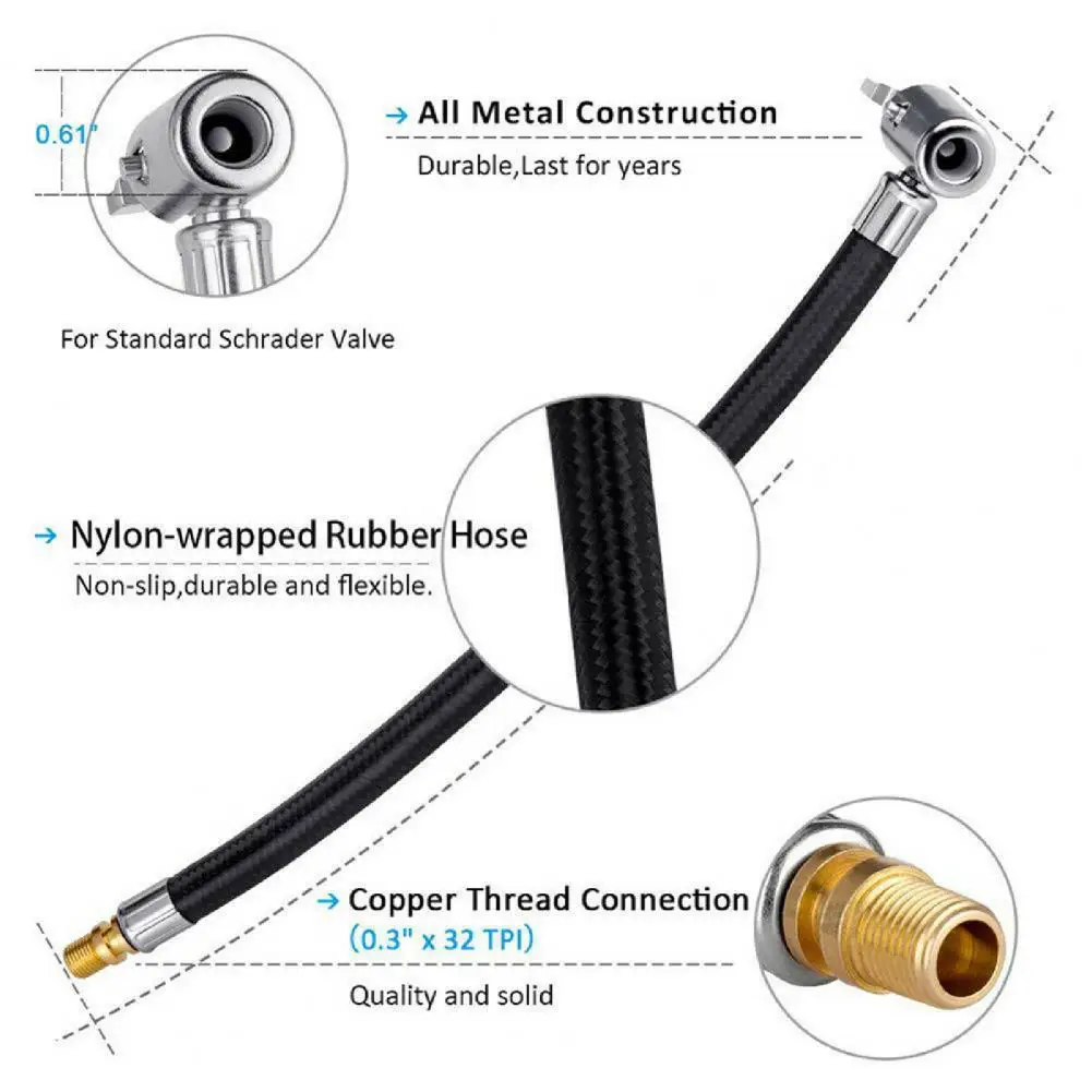

Inflatable Pump Hose Heat-resistant Solid Inflator Extension Locking Air Hose Inflator Extension Tube Inflator Hose