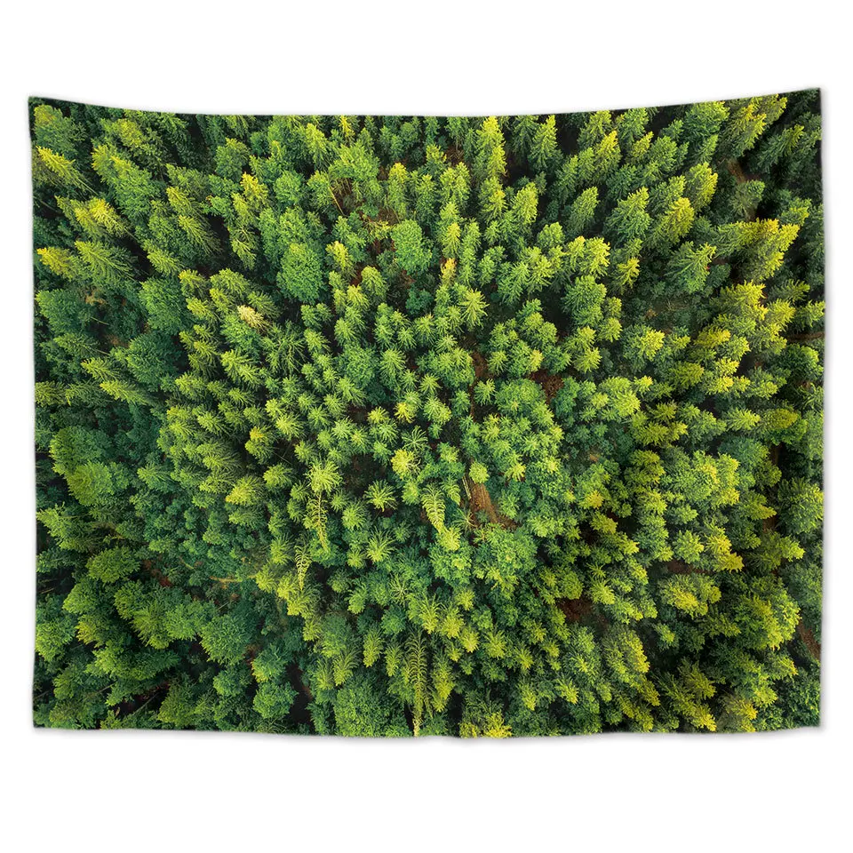

Green Deep Forest Tapestry Headboard Wall Art Bedspread Dorm Tapestry for Living Room Bedroom Home Decor