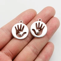 20pcslot 20x23mmfamily hand pendants antique silver plated hand in hand mom baby dad charmsdiy suppliesjewelry accessories