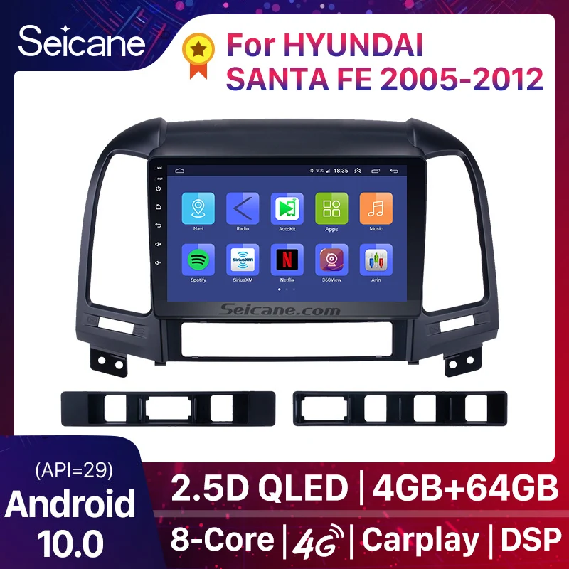 Автомагнитола Seicane 2 din Android 10 0 мультимедийный плеер для HYUNDAI SANTA FE 2005 2006 2007 2008 2009 2010