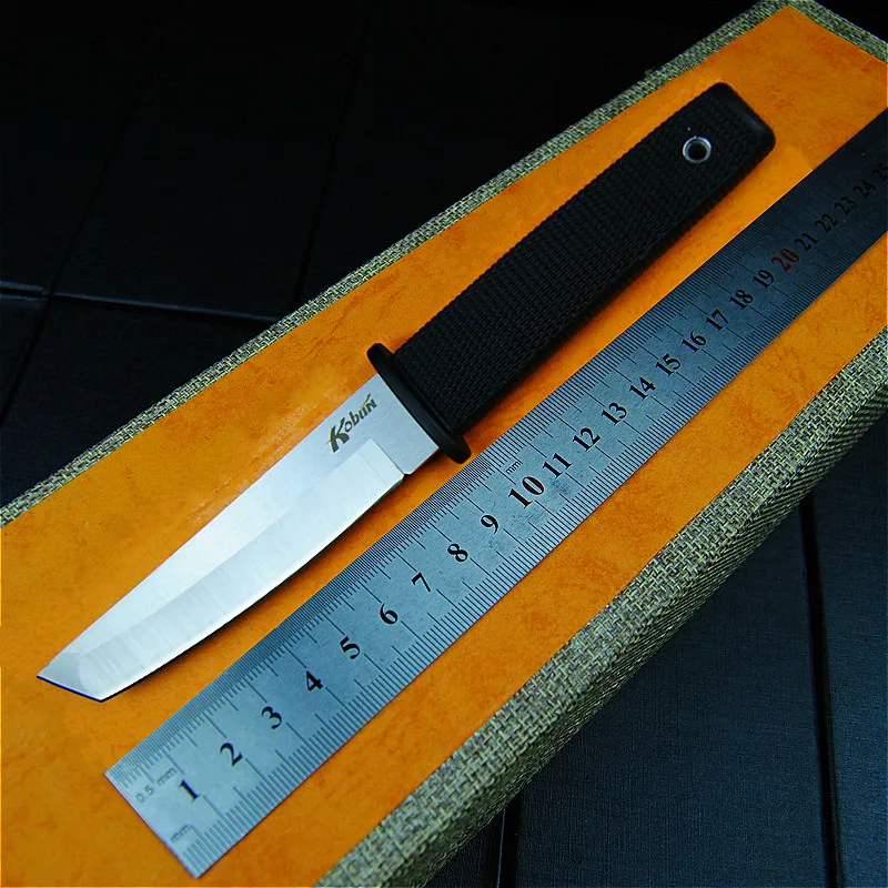 

Cold Steel Hunting Fixed Blade Knife Stainless Steel Long Kraton Plastic Handle Outdoor Tactical Knife Sheath