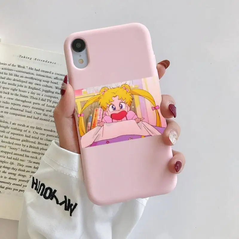 

Sailor Moon Phone Case Phone Case For iphone 11 Pro Max X XS Max XR Solid Candy Color Shell For iPhone 7 8 6 6S Plus