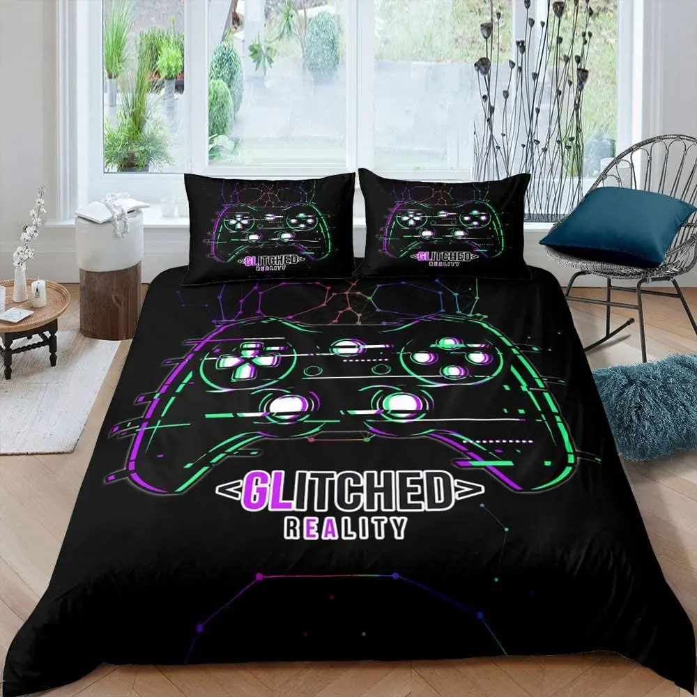 

Gamepad Bedding Set Creative Black Bed Comforter Cover Set Housse De Couette Kids Boys Bedclothes 2/3Pcs Cartoon Duvet Cover