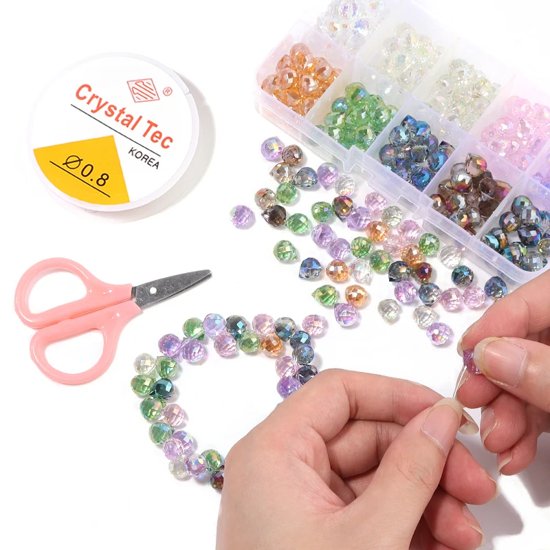 

100pcs/Lot Waterdrop Faceted Czech Crystal Glass Beads Kit For Jewelry Making Crafts Material Loose Spacer Beaded Wholesale