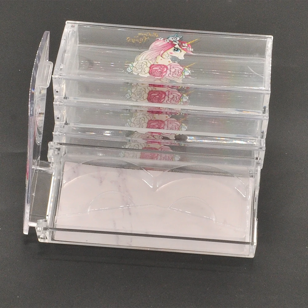 

Wholesale Eyelash Packaging Box Lash Boxes Package Custom Rectangle Plastic Marble Grey Faux Cils Makeup Storage Case Vendors