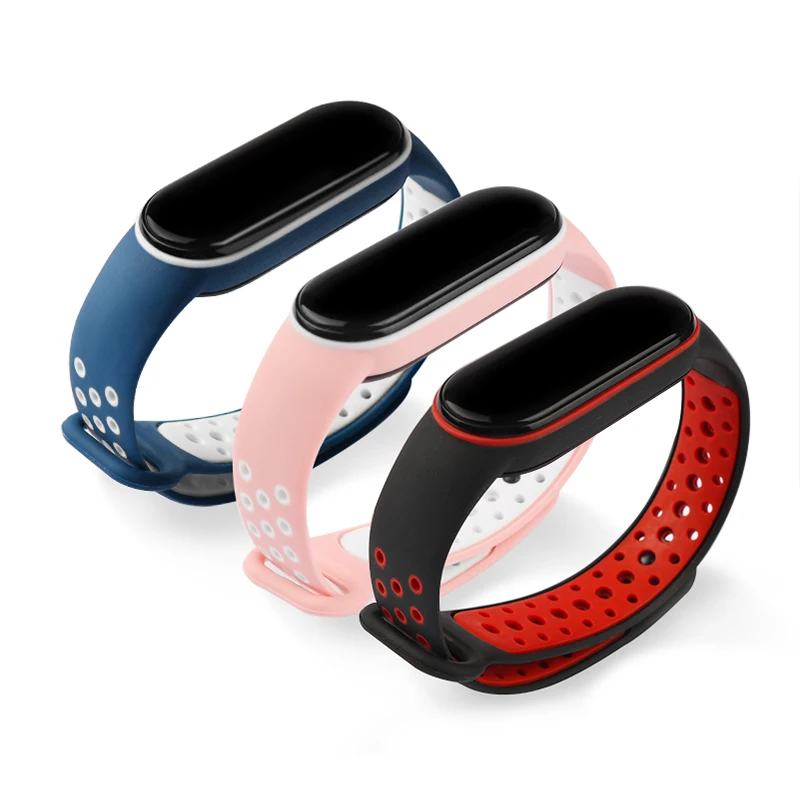 Ремешок для Xiaomi Mi Band 4 спортивный дышащий силиконовый браслет часов mi band 6 ремешок