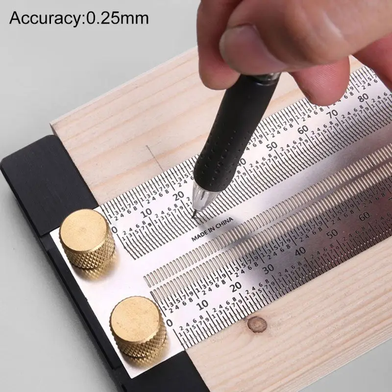 

0-200mm/300mm/400mm T-type Hole Marking Ruler Woodworking Scriber Marking Line Gauge Ruler Carpenter Measuring Tool