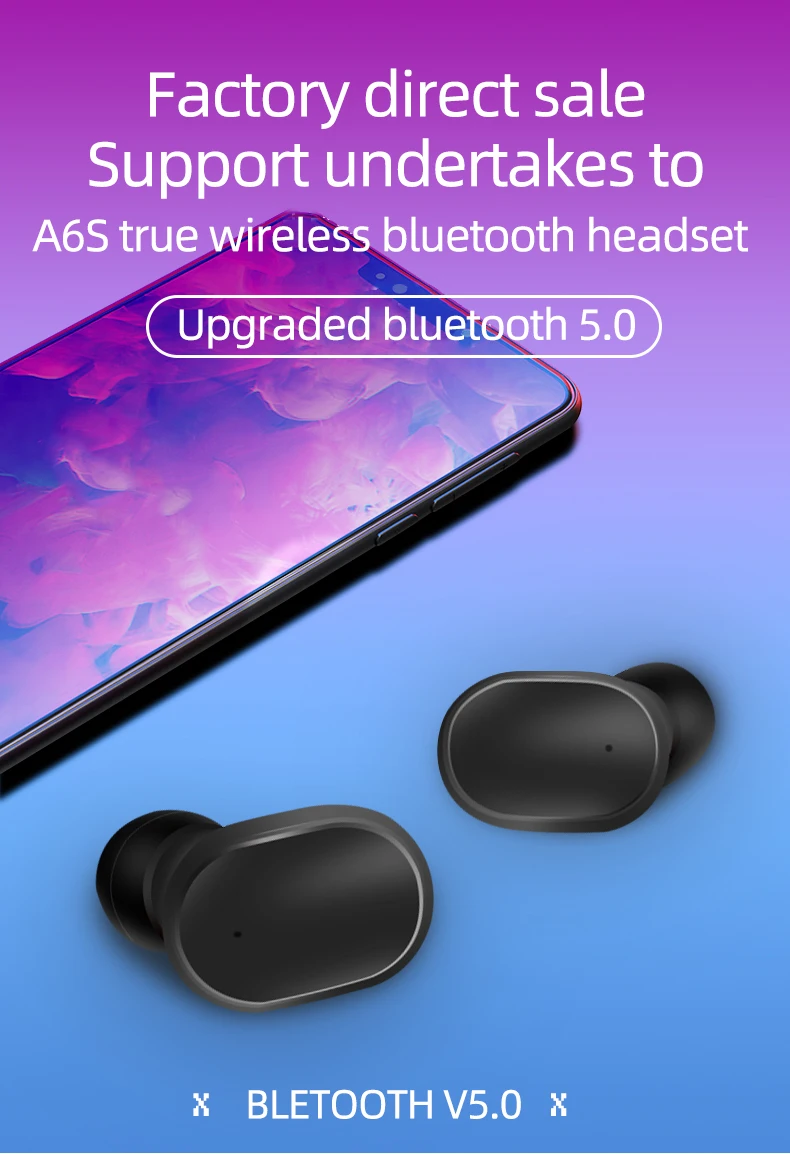 Беспроводные Bluetooth наушники A6S 5 0 TWS беспроводные с сенсорным управлением