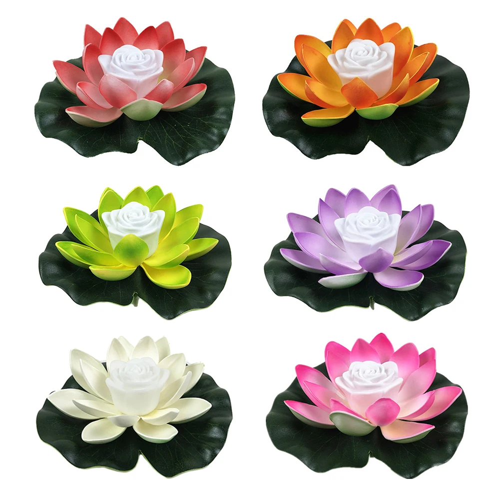 

2021 Led Flower Light Floating Fountain Pond Garden Pool Night Lamp Buddhism Blessing Wishing Lamp Landscape Garden Decor