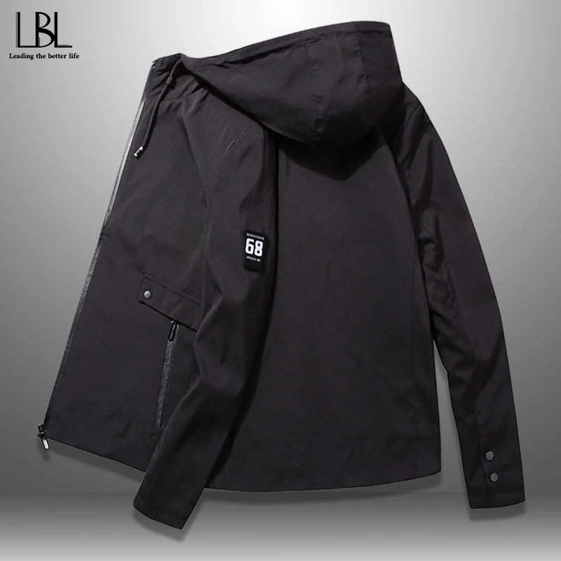 Мужская куртка с капюшоном бомбер на молнии повседневная спортивная одежда