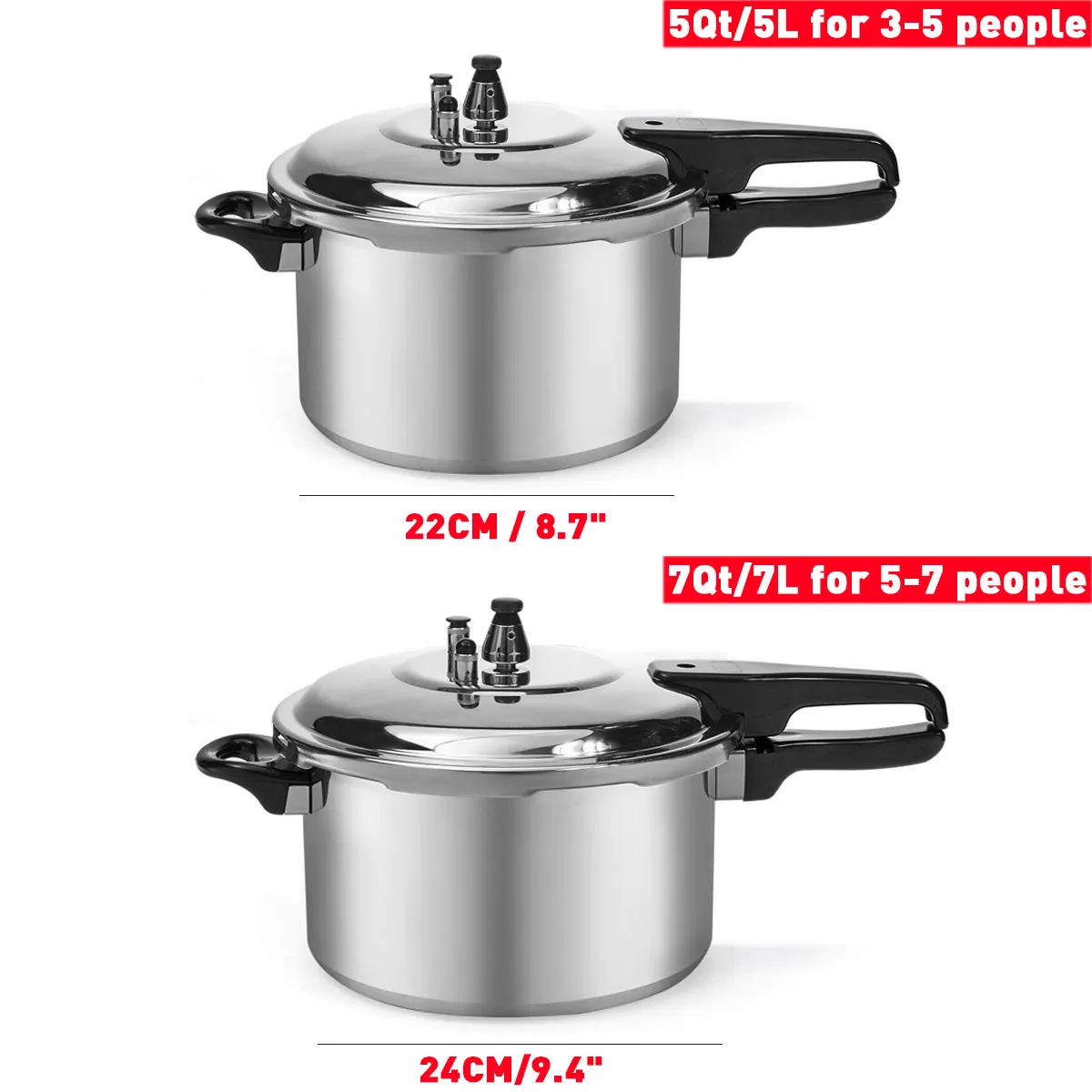 

Aluminum Alloy Pressure Cooker Cookware Kitchen 5/7L Large Capacity Gas Stove Fast Cooking Foods Camping Supplies Equipment
